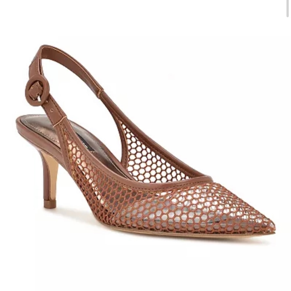 NEW Nine West Alot Slingback Pump, 7.5 in brown.
